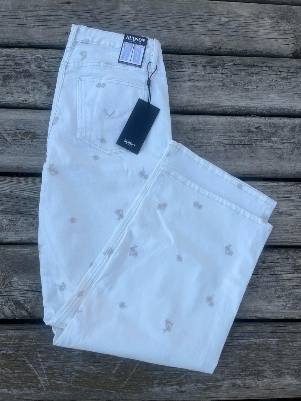 NWT Hudson Jeans embroidered wide leg High Rise Size 8